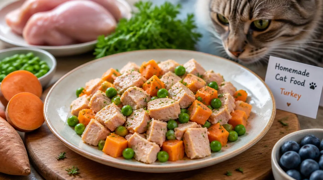 Homemade turkey cat food